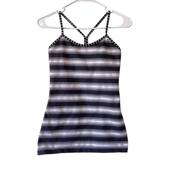 Lululemon Power Y Black and White Striped Tank Size 6 - Picture 1 of 5